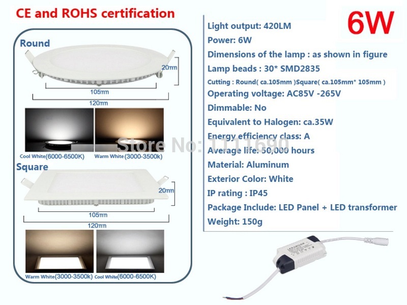 6W LED Panel Lamp