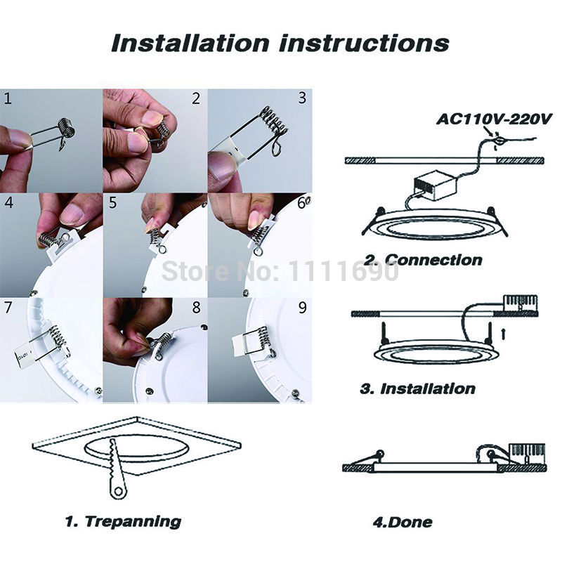 led ceiling lamps installation drawing