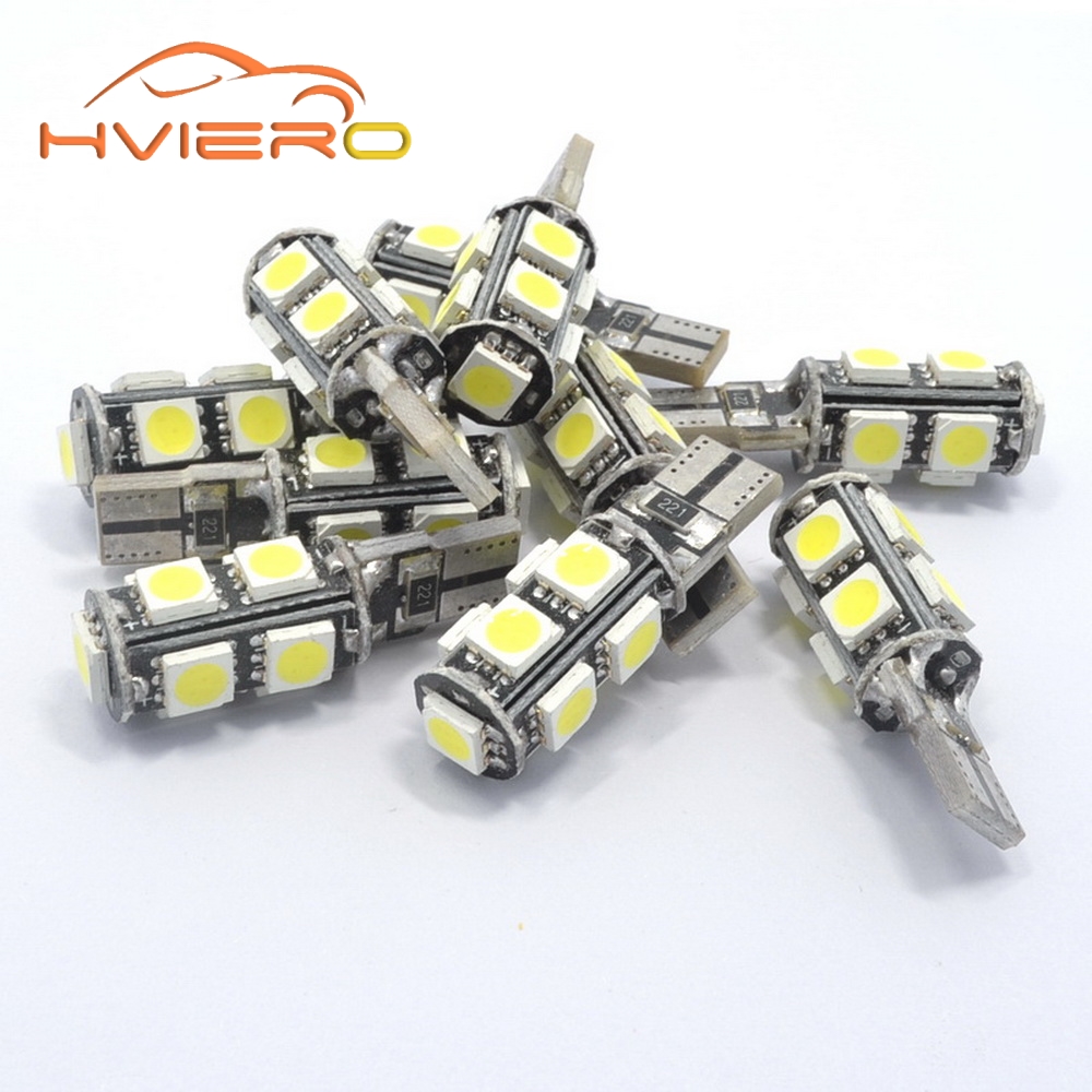 Hviero White T10 9smd 5050 Canbus DC 12V Error Free 194 168 192 W5W Car LED Tail Light Interior Bulbs Wedge Parking Dashboard Lamp