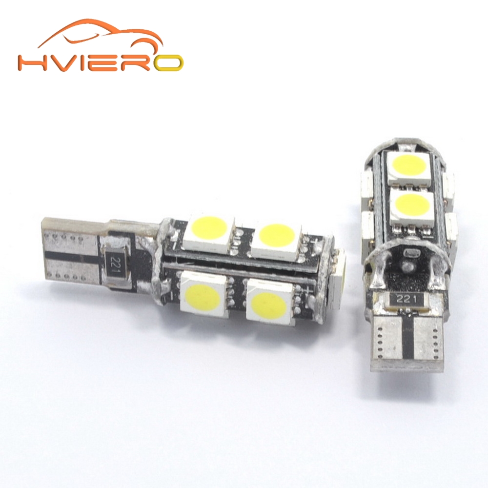 Hviero White T10 9smd 5050 Canbus DC 12V Error Free 194 168 192 W5W Car LED Tail Light Interior Bulbs Wedge Parking Dashboard Lamp