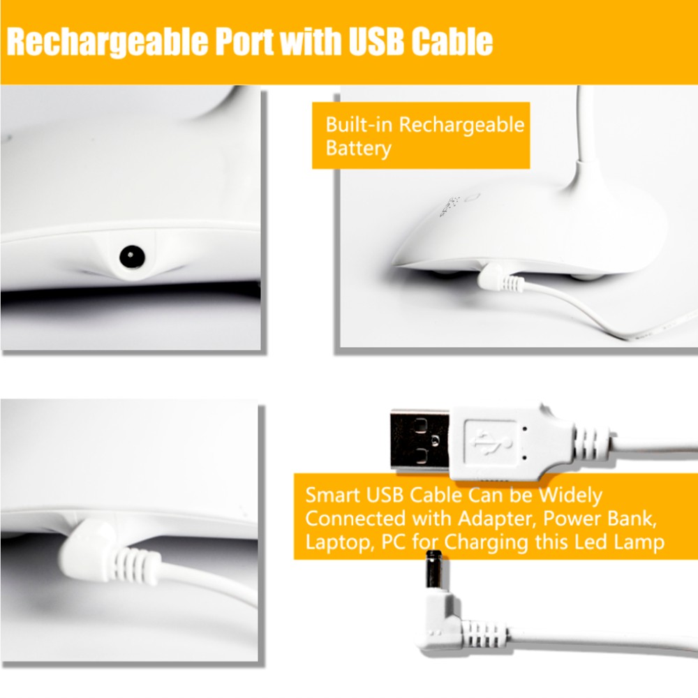 Desktop Reading Light 14 LED Table Lamp Rechargeable (Built-in Battery) Portable Touch Control Led Desk Lamp With USB Port6