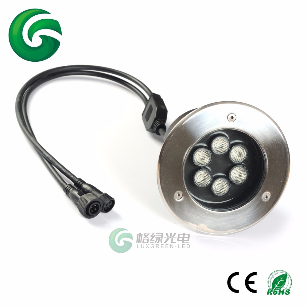 24vDC Outdoor IP67 6x3w 3in1 RGB Recessed Round Led Underground Light