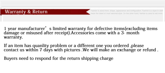 warranty and  return