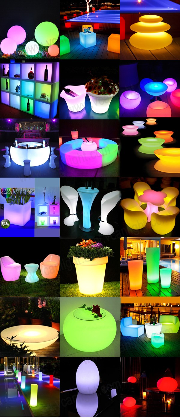 PE plastic waterproof outdoor rgb colors change remote control light led illuminated furniture