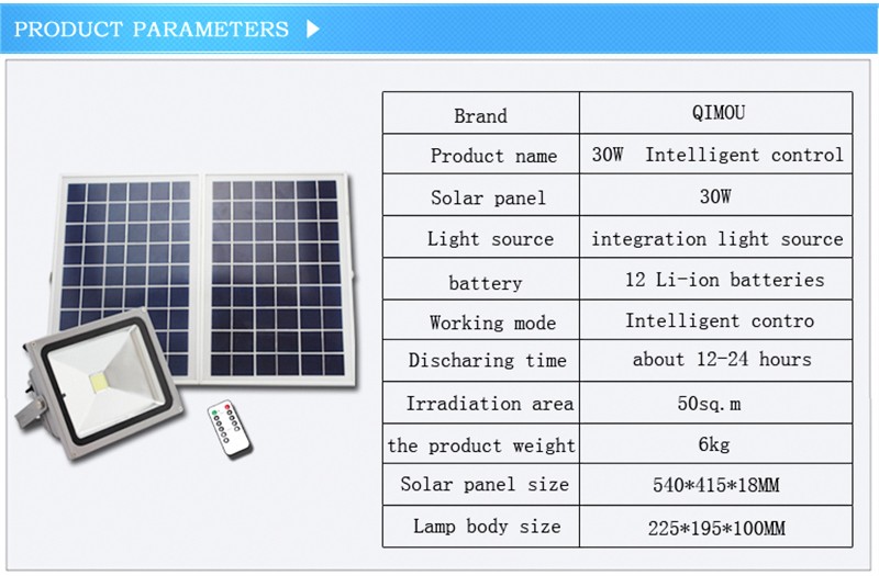 Super Brightness 30W 12V Integration Solar Lamp Outdoor Waterproof Solar Light Ultra-long WorkingTime Streetlight Remote Control