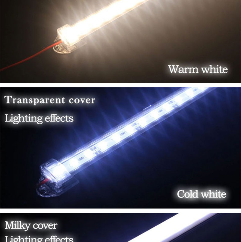 50cm LED Bar Lights DC12V 5730 LED Tube Lamp With U Aluminum Shell PC Cover Warm Nature Cold White (8)