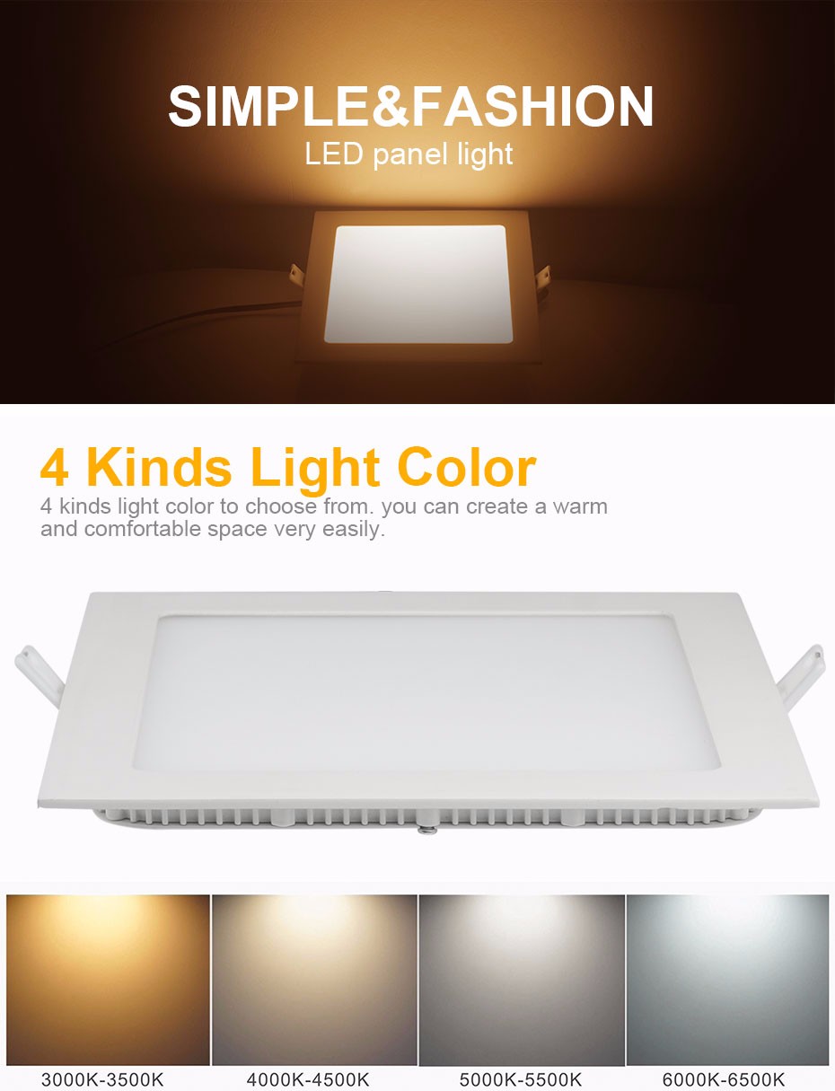 CNHIDE 15w Ultra Thin Led panel Lamp Square Ceiling Emergency Lighting Home Indoor Living Room Kitchen Nightlights Led Downlight (1)