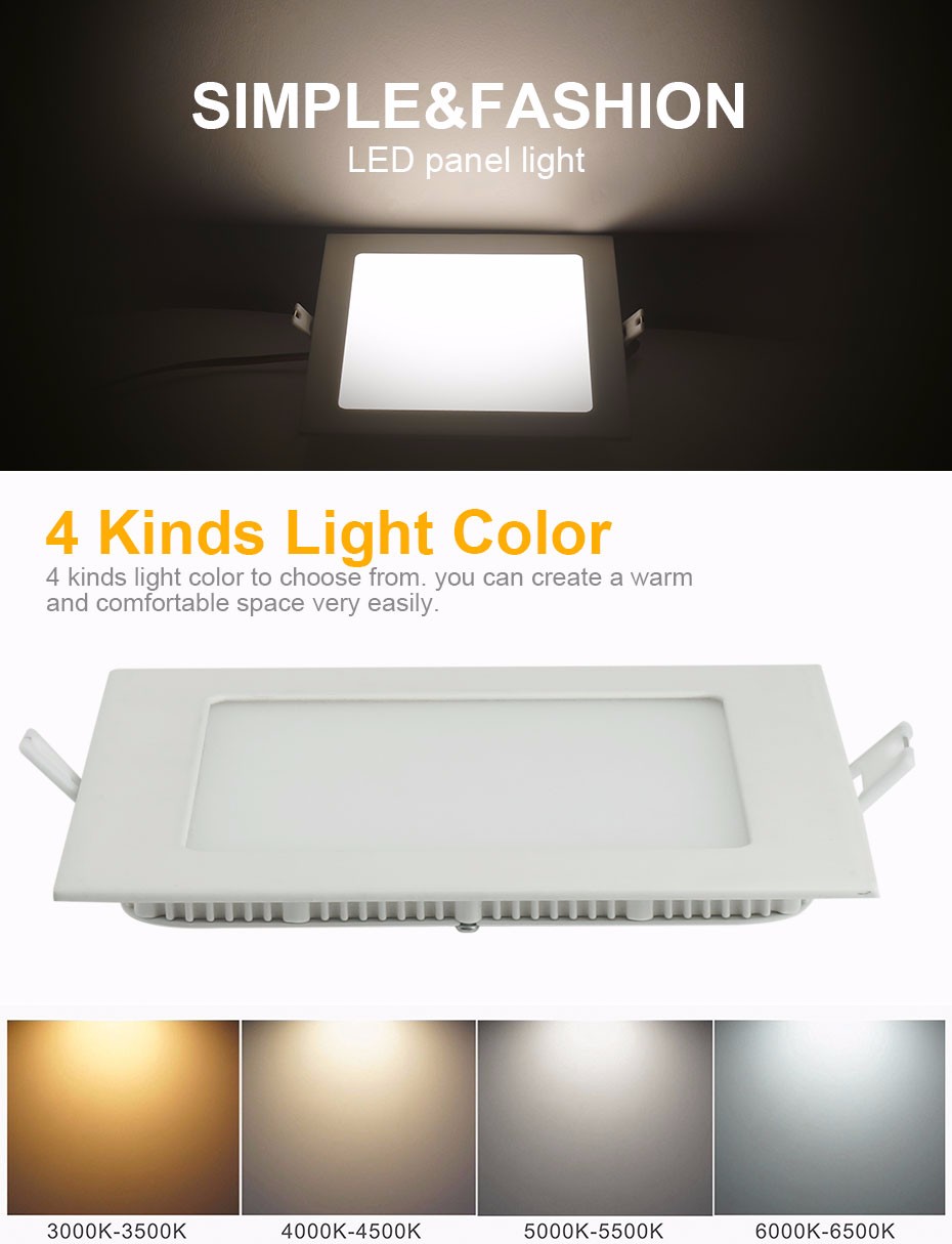 CNHIDEE 12w Panel Lamp Square Ceiling Led Emergency Light Living Room Kitchen Nightlights Led Downlights AC100-240VDC18V (1)