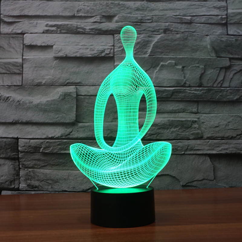 New 3D Yoga Meditation Night Light 7 Color Change LED Desk Table Lamp Xmas Gift (7)