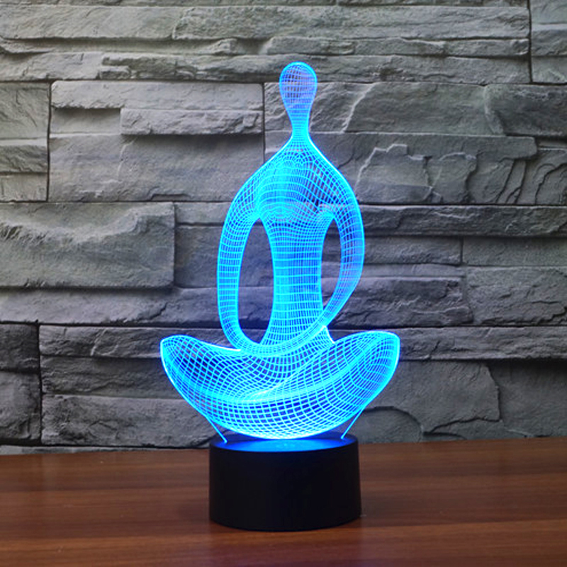 New 3D Yoga Meditation Night Light 7 Color Change LED Desk Table Lamp Xmas Gift (6)