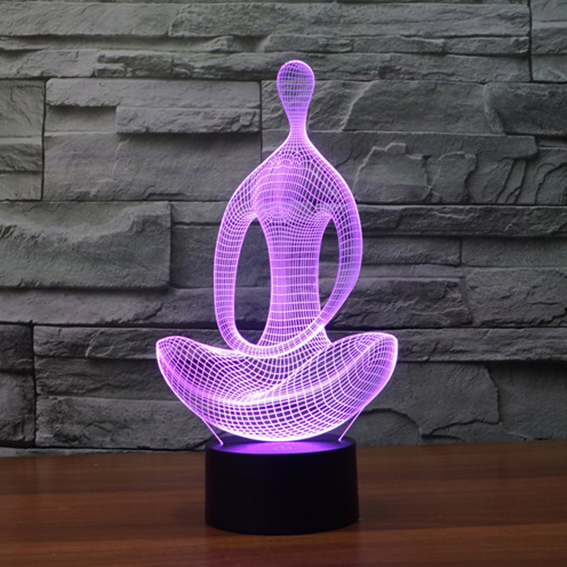 New 3D Yoga Meditation Night Light 7 Color Change LED Desk Table Lamp Xmas Gift (4)