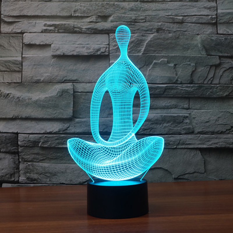 New 3D Yoga Meditation Night Light 7 Color Change LED Desk Table Lamp Xmas Gift (1)