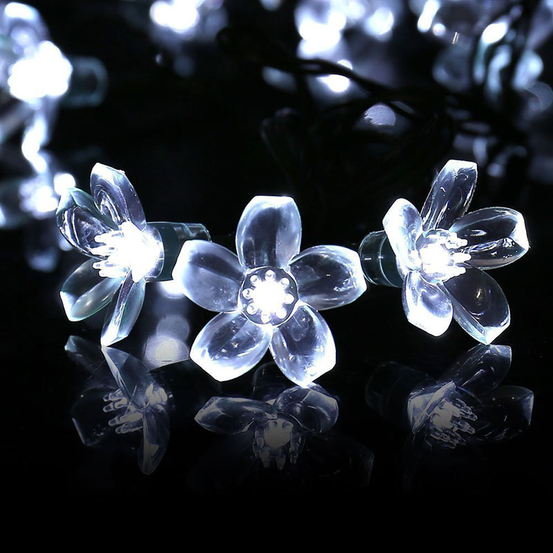 New 50 Led Outdoor Solar String Lights Blossom Flower Fairy