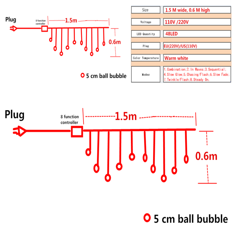 Aifeng 5cm Party Ball String Fairy Lights For Bedroom Balls