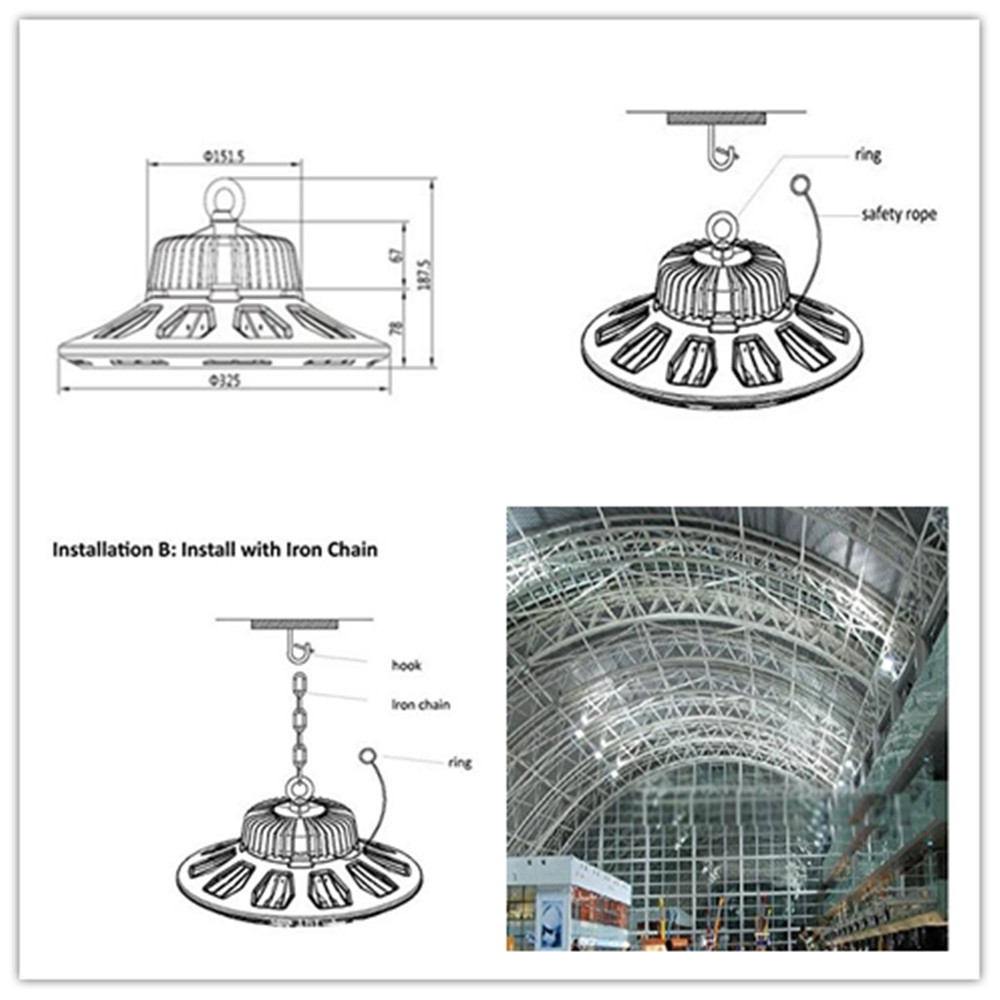 80W 100W 120W 150W 200W LED High Bay UFO Lights 85-265V Warehouse LED Lights, Water Proof LED Path Lighting, High Bay LED Lights04