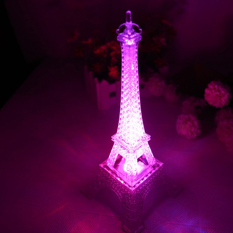 2017 Fashion Eiffel Tower Night Light Colorful Led Lamp In Bedroom