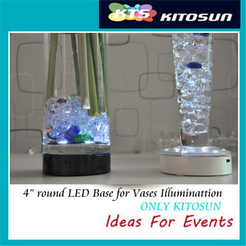 Kitosun 3aa Battery Operated 4inch Round Led Under Vase Light White Kitosun 3aa Battery Operated 4inch Round Led Under Vase Light White Black Base For Wedding