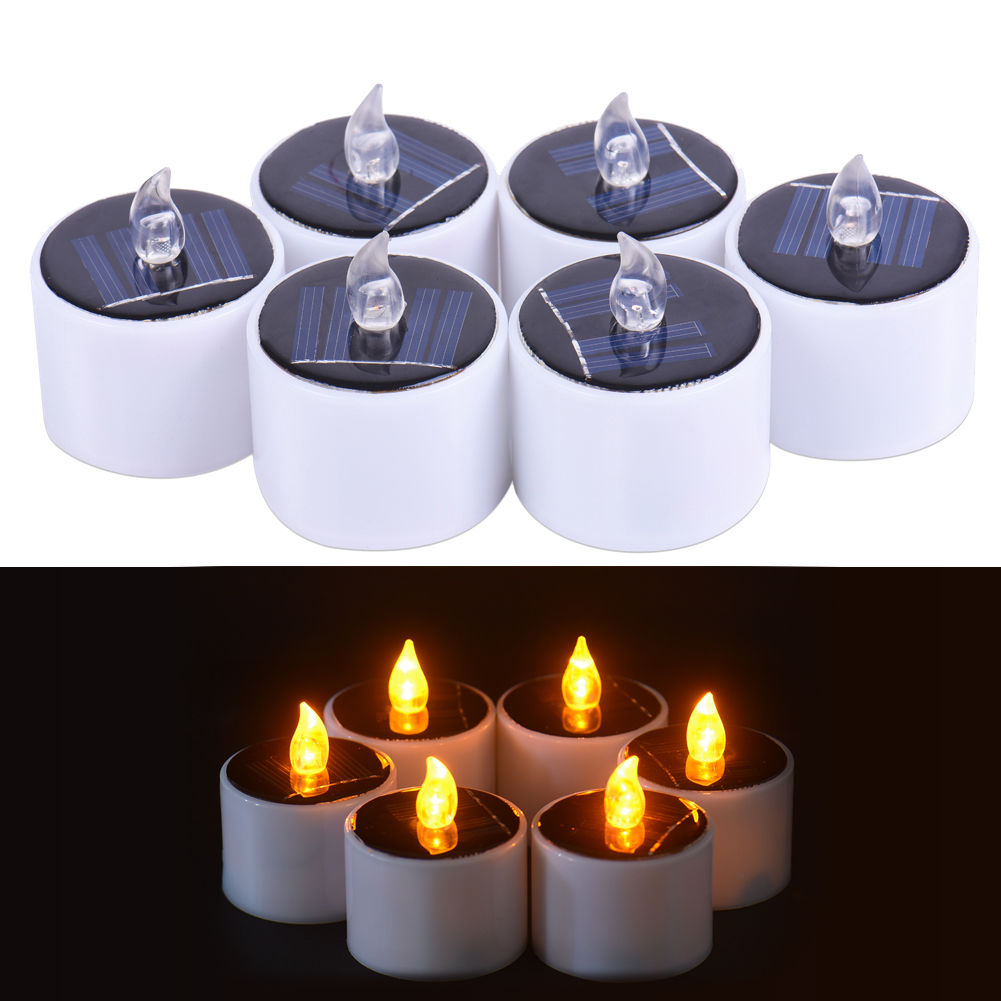 Solar Power LED Candle Light Romantic Candlesflameless Flicker Lamp 6