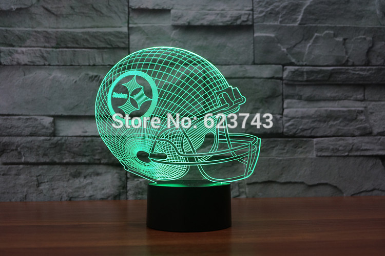 3D led logo light on helmet Pittsburgh Steelers American footballSlong light gifts4