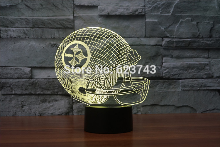 3D led logo light on helmet Pittsburgh Steelers American footballSlong light gifts6