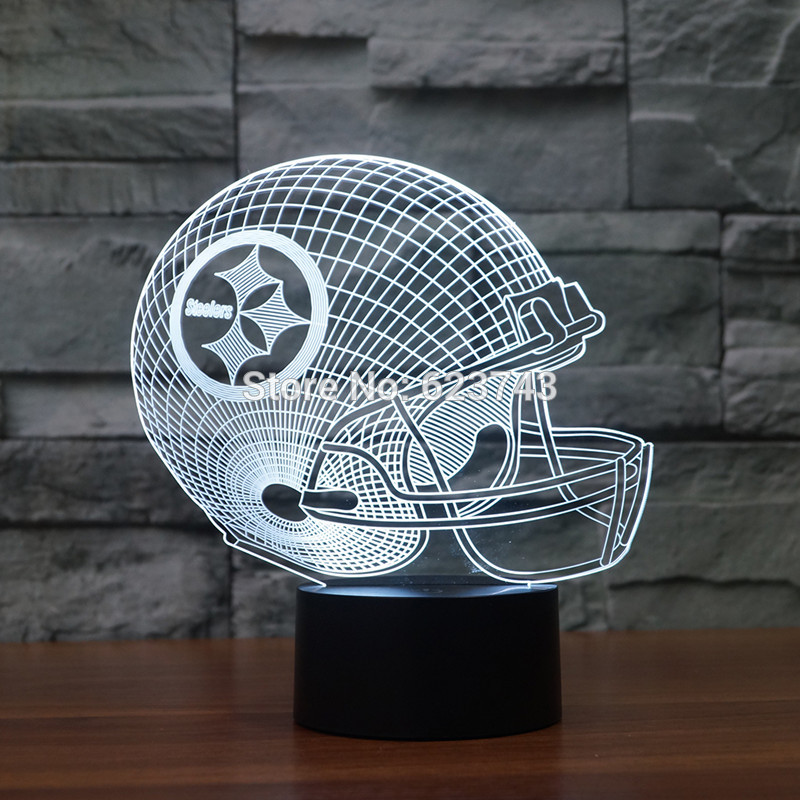 3D led logo light on helmet Pittsburgh Steelers American footballSlong light gifts2