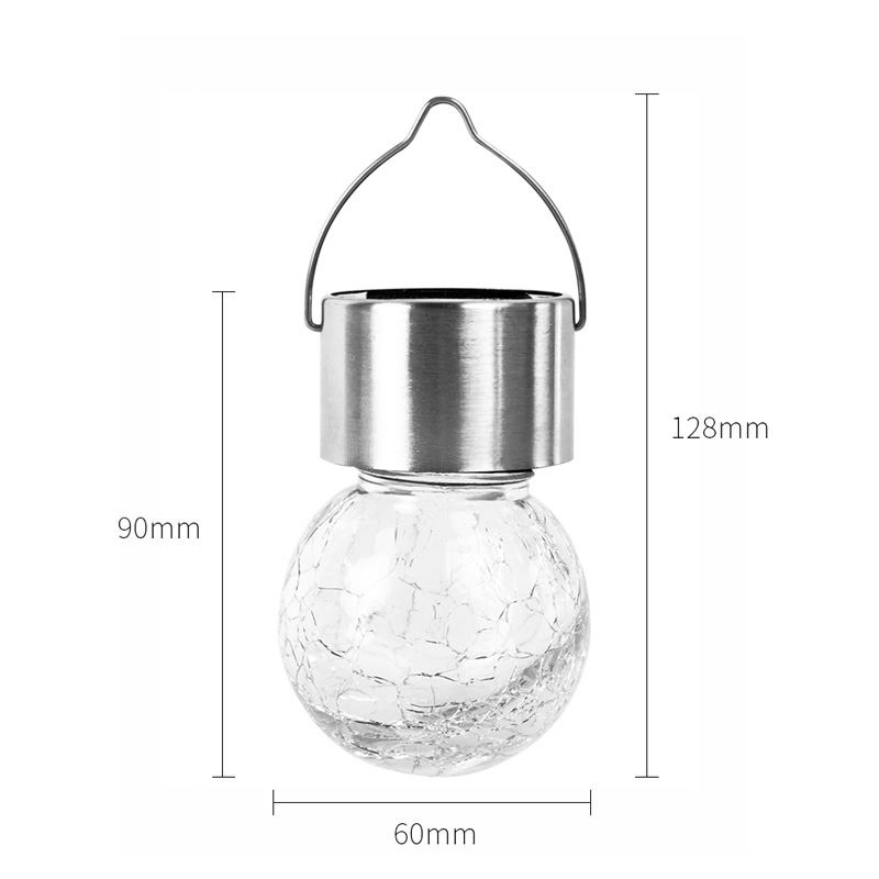 2pcs Outdoor Lighting Solar Bulb Lights Garden Decoration Solar LED Stainless Steel Crackle Glass Hanging Light Pathway Garden Lamp Portable Lamp (2)