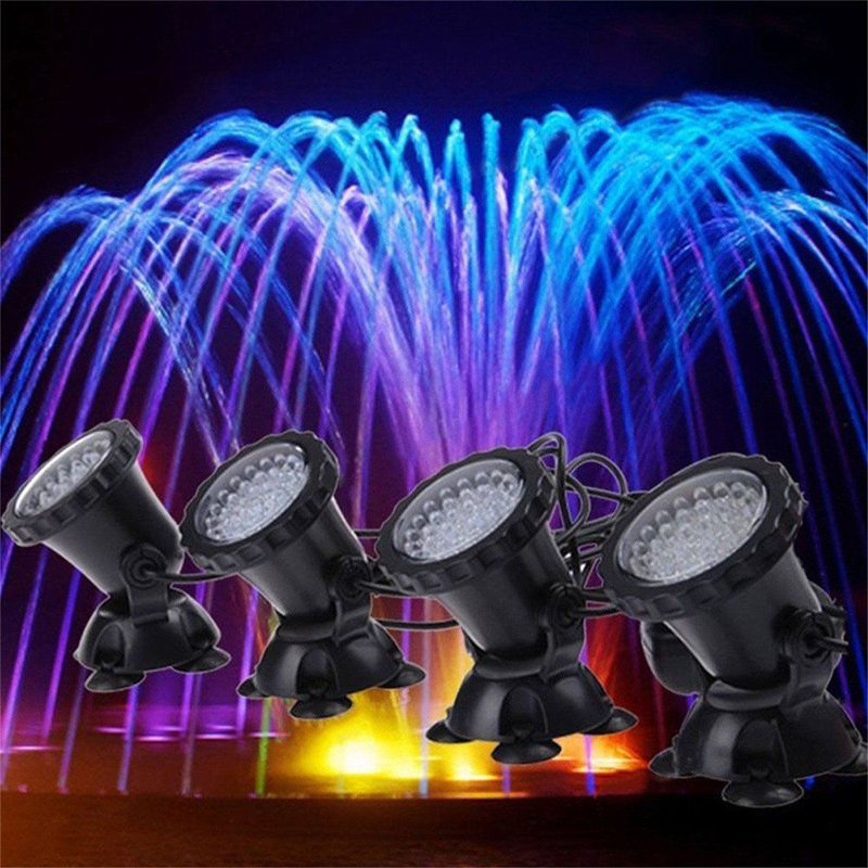 4pcs/lot Aquarium Led Lighting Remote Control RGB 36-LED Underwater Spot Light IP68 for Water Garden Pond Fish Tank Light Mayitr