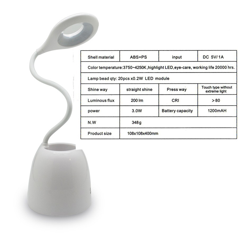 3W LED Desk Lamp Brightness Adjustable Touch Sensor with Adjustable Table Lamp holding pen for Home Reading Studying Working (3)