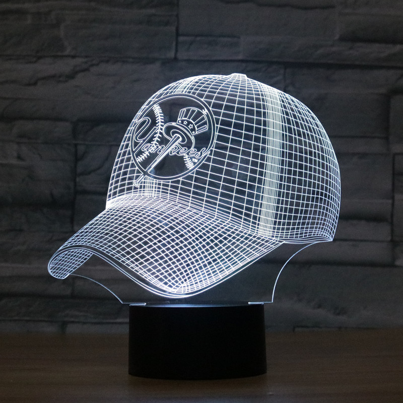 New York Yankees Baseball Team Cap 3d Light Hat Nightlight Led