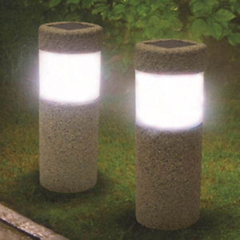 Solar Ed Stone Pillar Led Garden Night Light