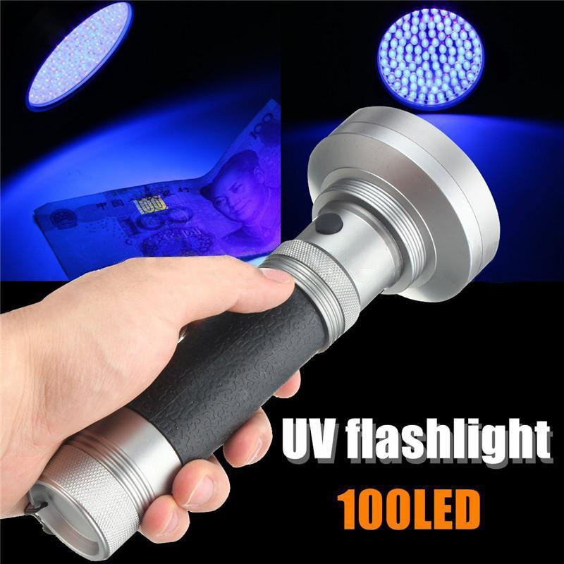 100 LED UV Ultra Violet Portable Ultraviolet Blacklight Scorpion Flashlight Detector Lamp Light Torch Waterproof Flashlight