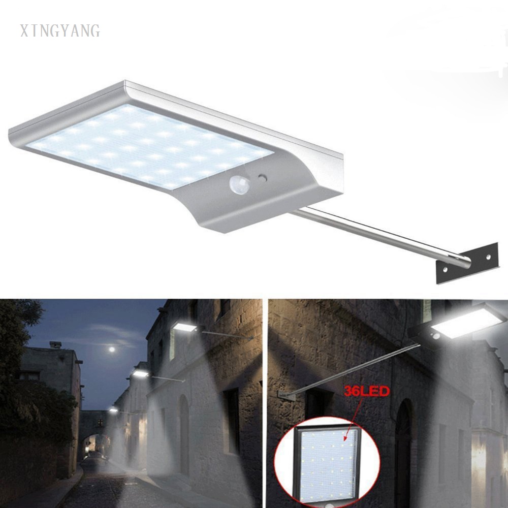 36-LED-Street-Solar-Gutter-Lights-Wall-Sconces-with-Mounting-Pole-36LED-Outdoor-Motion-Sensor-Detector