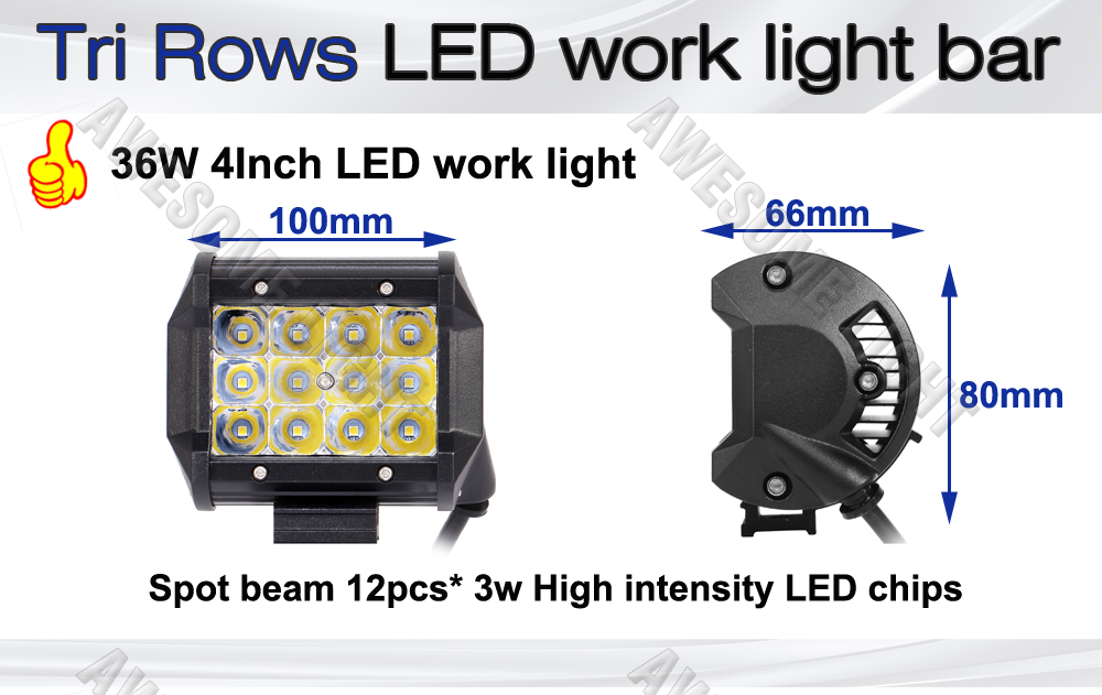 tri rows led work light bar 12v (2)