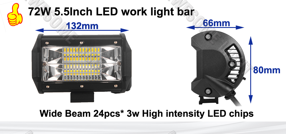 tri rows led work light bar 12v (3)