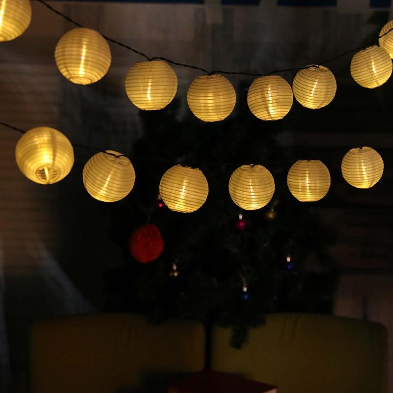 30 Led Lantern Ball Solar String Lights Outdoor Lighting