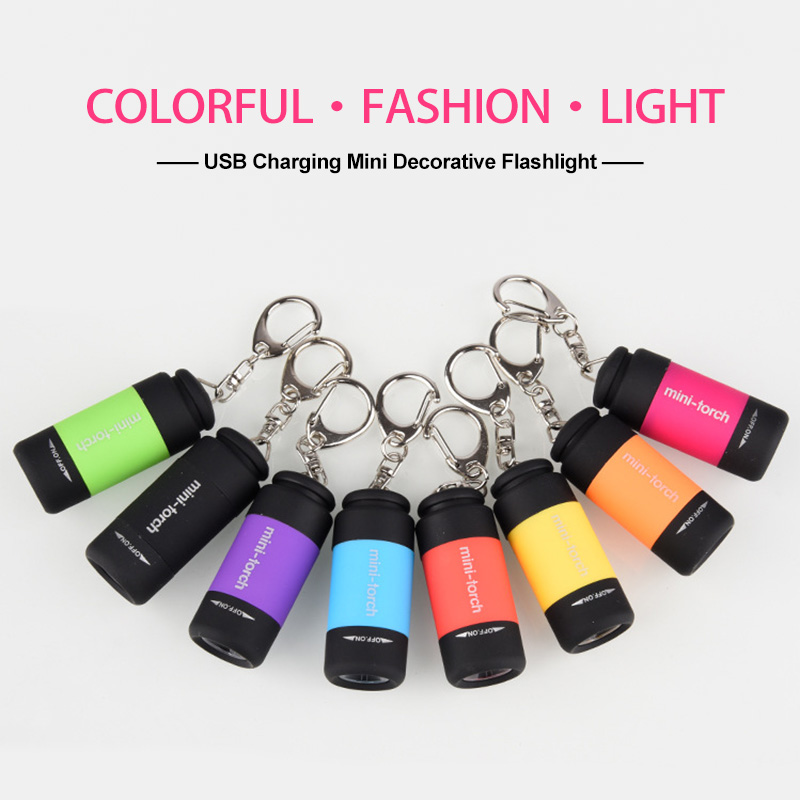 USB Rechargeable Handy LED Flashlight Waterproof  Mini LED Pocket LED Flash Light Keychain Torch Key Ring Light Zoomable  (3)