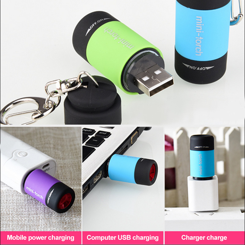 USB Rechargeable Handy LED Flashlight Waterproof  Mini LED Pocket LED Flash Light Keychain Torch Key Ring Light Zoomable  (16)