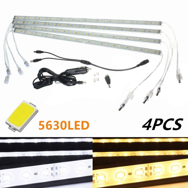 IKVVT New White 4 X 50cm 5630 Led Strip Lights Bars Camping Caravan Boat Car