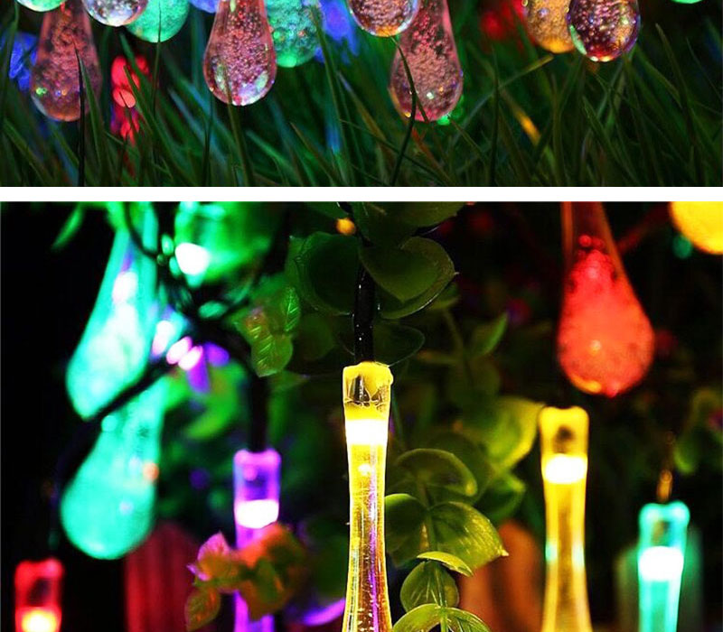 5M 20 LEDs Solar LED String Light Water Drop Wedding Festival Christmas Tree Decor Fairy Lamp Waterproof Decoration LED Bulb (12)