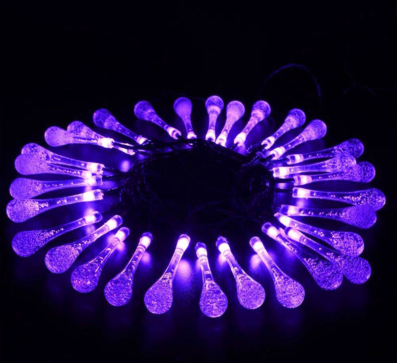5M 20 LEDs Solar LED String Light Water Drop Wedding Festival Christmas Tree Decor Fairy Lamp Waterproof Decoration LED Bulb (9)
