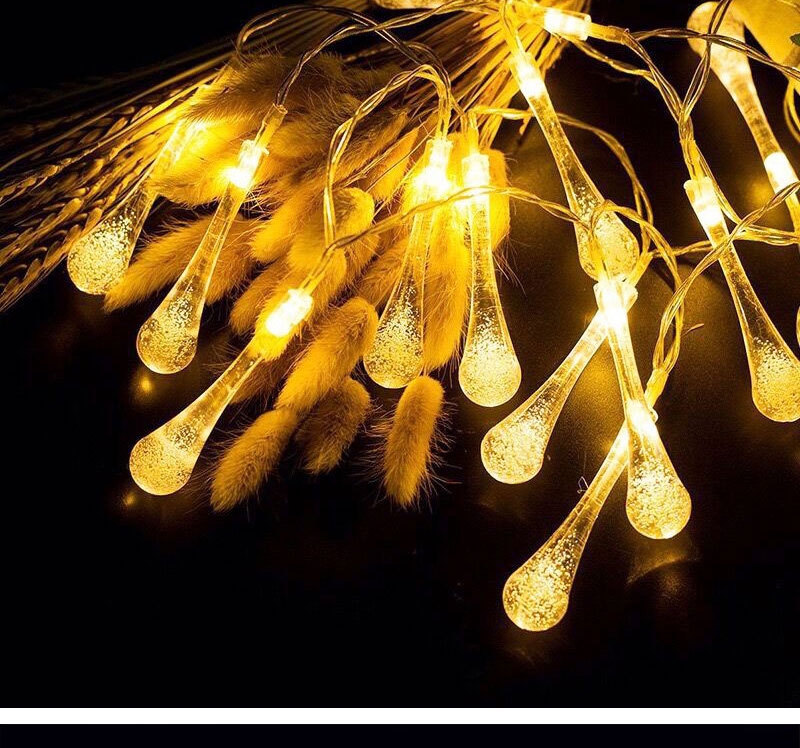 5M 20 LEDs Solar LED String Light Water Drop Wedding Festival Christmas Tree Decor Fairy Lamp Waterproof Decoration LED Bulb (8)