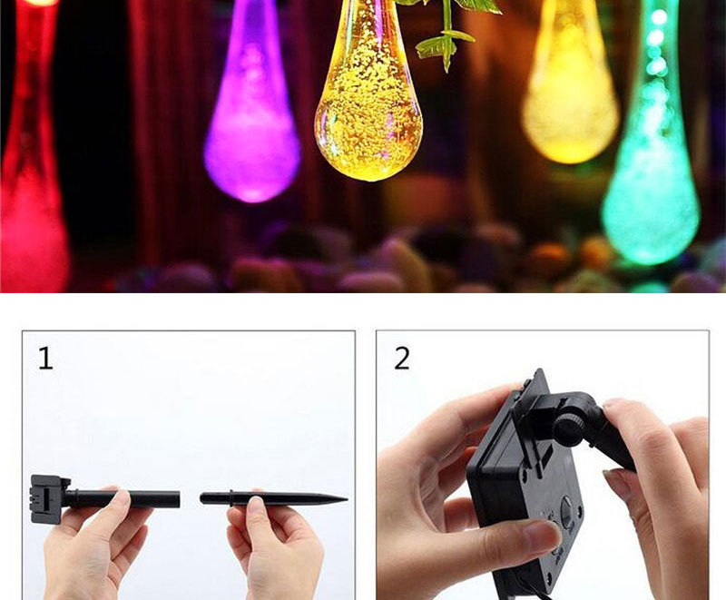 5M 20 LEDs Solar LED String Light Water Drop Wedding Festival Christmas Tree Decor Fairy Lamp Waterproof Decoration LED Bulb (13)