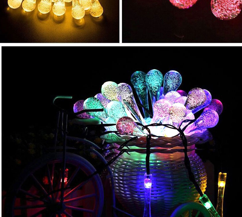 5M 20 LEDs Solar LED String Light Water Drop Wedding Festival Christmas Tree Decor Fairy Lamp Waterproof Decoration LED Bulb (4)