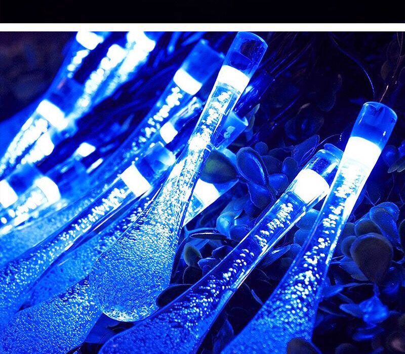 5M 20 LEDs Solar LED String Light Water Drop Wedding Festival Christmas Tree Decor Fairy Lamp Waterproof Decoration LED Bulb (10)