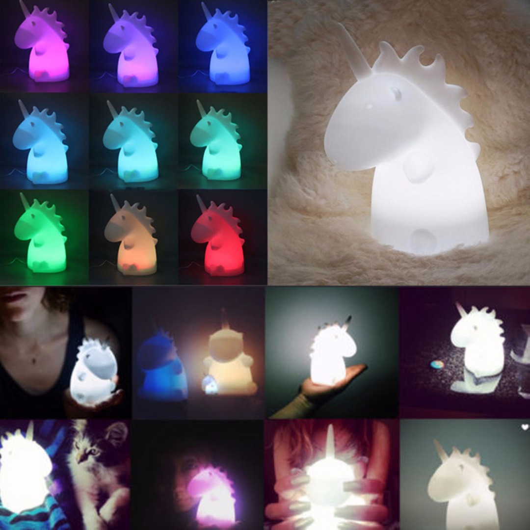 IKVVT Novel Unicorn LED Night Light Desk Lamp Kids Bedroom Home Decor Xmas Gift With Box