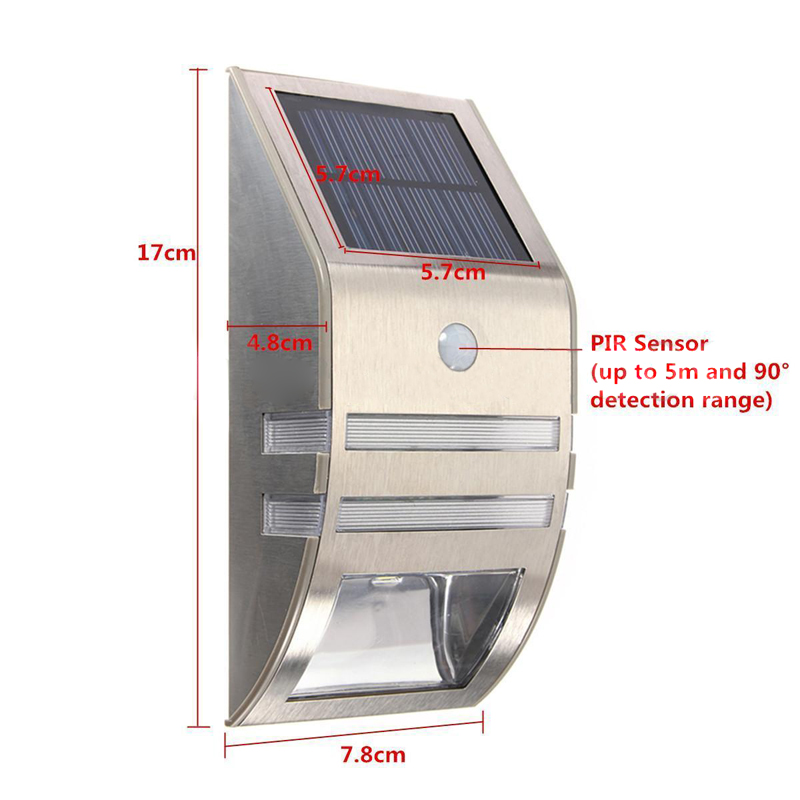 LED Solar Powered PIR Motion Sensor Security Light LED Wall Light Steps Outdoor Garden Yard Street Lights