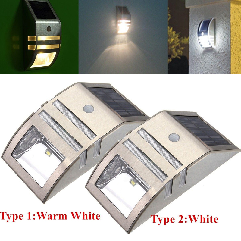 LED Solar Powered PIR Motion Sensor Security Light LED Wall Light Steps Outdoor Garden Yard Street Lights