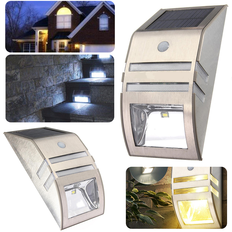 LED Solar Powered PIR Motion Sensor Security Light LED Wall Light Steps Outdoor Garden Yard Street Lights