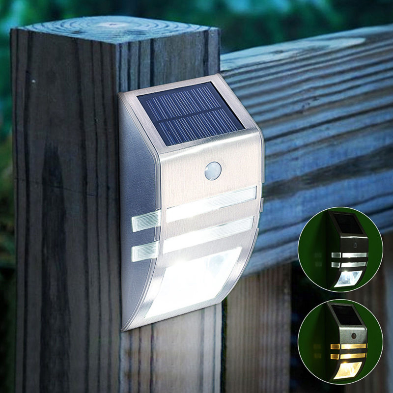 LED Solar Powered PIR Motion Sensor Security Light LED Wall Light Steps Outdoor Garden Yard Street Lights