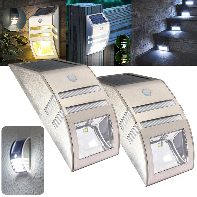 LED Solar Powered PIR Motion Sensor Security Light LED Wall Light Steps Outdoor Garden Yard Street Lights